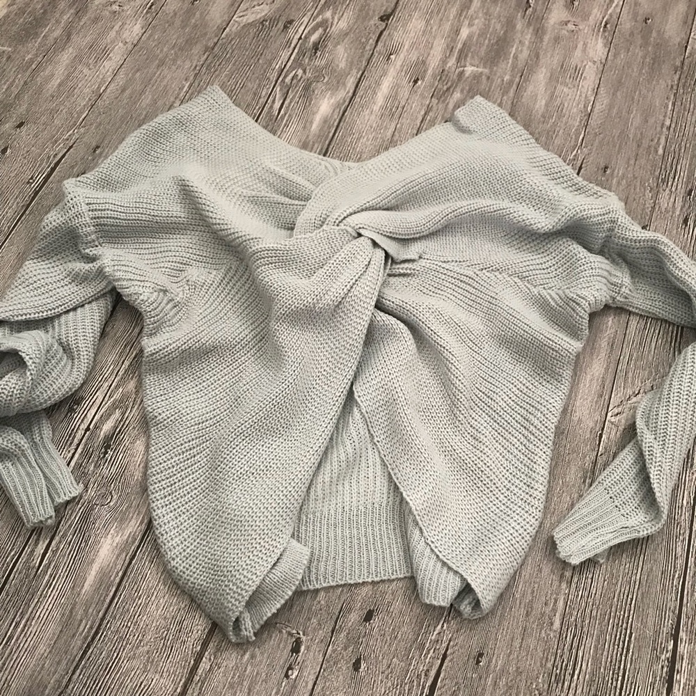 5🌟Sunny Day Sexy Grey Long Sleeve Cozy Sweater - Picture 7 of 8